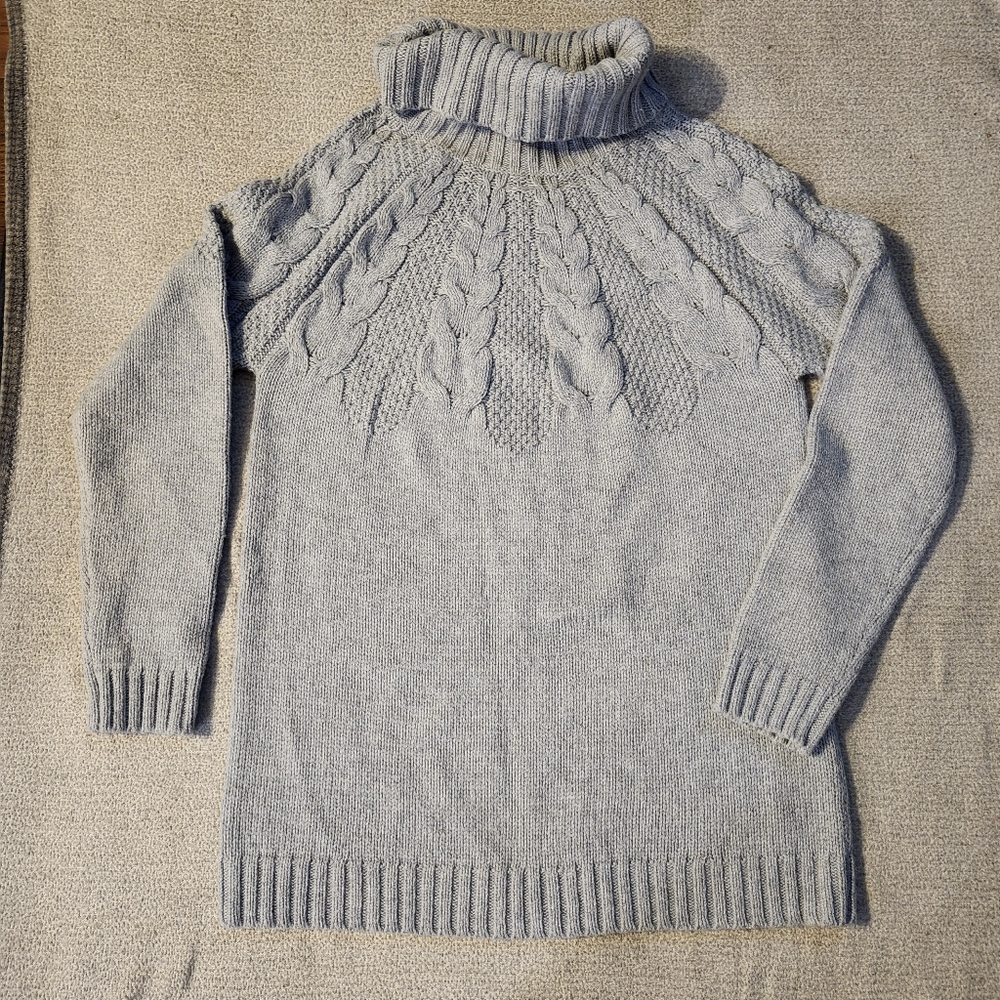 Seasalt cornwall sweater Chunky Knit Turtleneck Gray Sz 6 Cotton Wool Blend